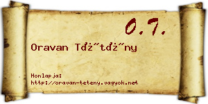 Oravan Tétény névjegykártya